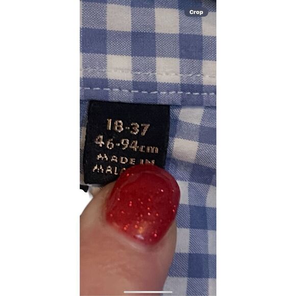 Thomas Pink Mens Blue White Gingham Check Classic Fit Dress Shirt Size 18-37 - Picture 6 of 12